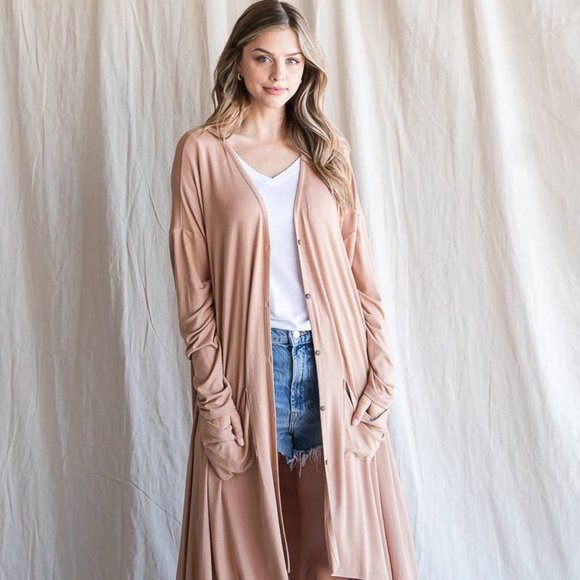 Heyson Saddle Brown Light Midi Cardigan - Picture 3 of 3